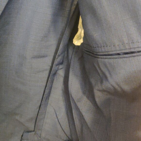 LBM 1911 Lubiam navy check 36US 46EU slim skinny fit unlined low rise 100% wool - Picture 10 of 10